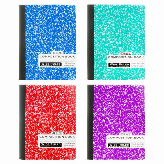 BAZIC W/R 100 Ct. Assorted Color Marble Composition Book [509]