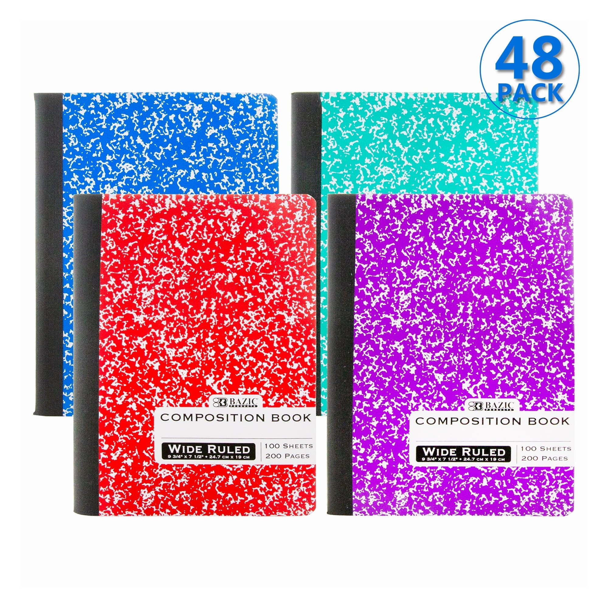 BAZIC Primary Colored Wide Ruled Composition Notebooks, 100 Sheets ...