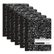 BAZIC Composition Book Wide Ruled 100 Sheet Black Marble Notebook, 6-Pack