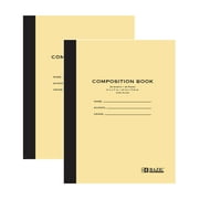 BAZIC Composition Book Wide Ruled 20 Sheet Manila Cover Notebook 8.5"x7", 2-Packs