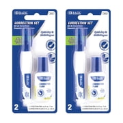 BAZIC Correction Fluid White Out, Bristle Brush & Metal Tip (2/Pack), 2-Packs