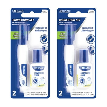 BAZIC Correction Fluid White Out, Bristle Brush & Metal Tip (2/Pack), 2-Packs