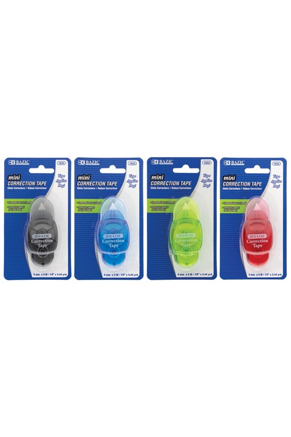 BAZIC Correction Tape 5 mm x 236" Mini Instant Corrections, 4-Pack
