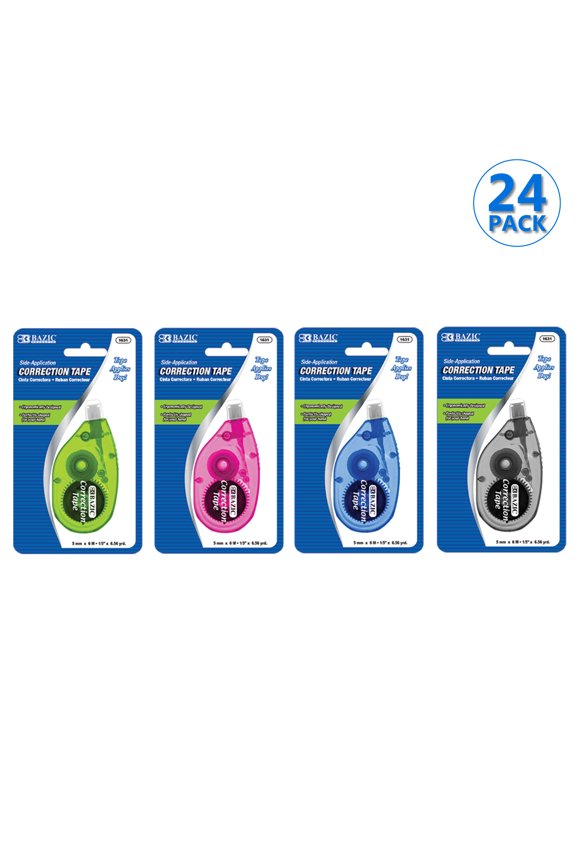 BAZIC Correction Tape 5 mm x 236" Mini Instant Corrections, 24-Pack