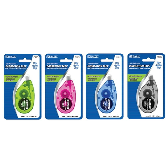 BAZIC Correction Tape 5 mm x 236" Mini Instant Corrections, 4-Pack