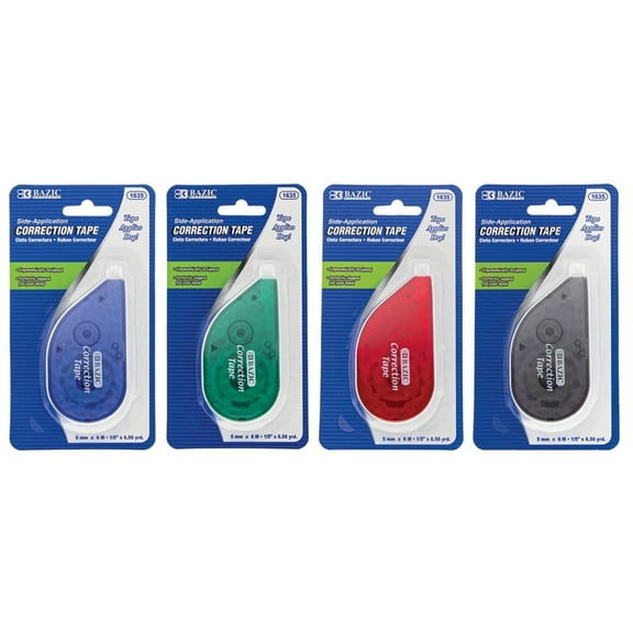 BAZIC Correction Tape 5 mm x 236" Tapes Roller White Out, 4-Pack