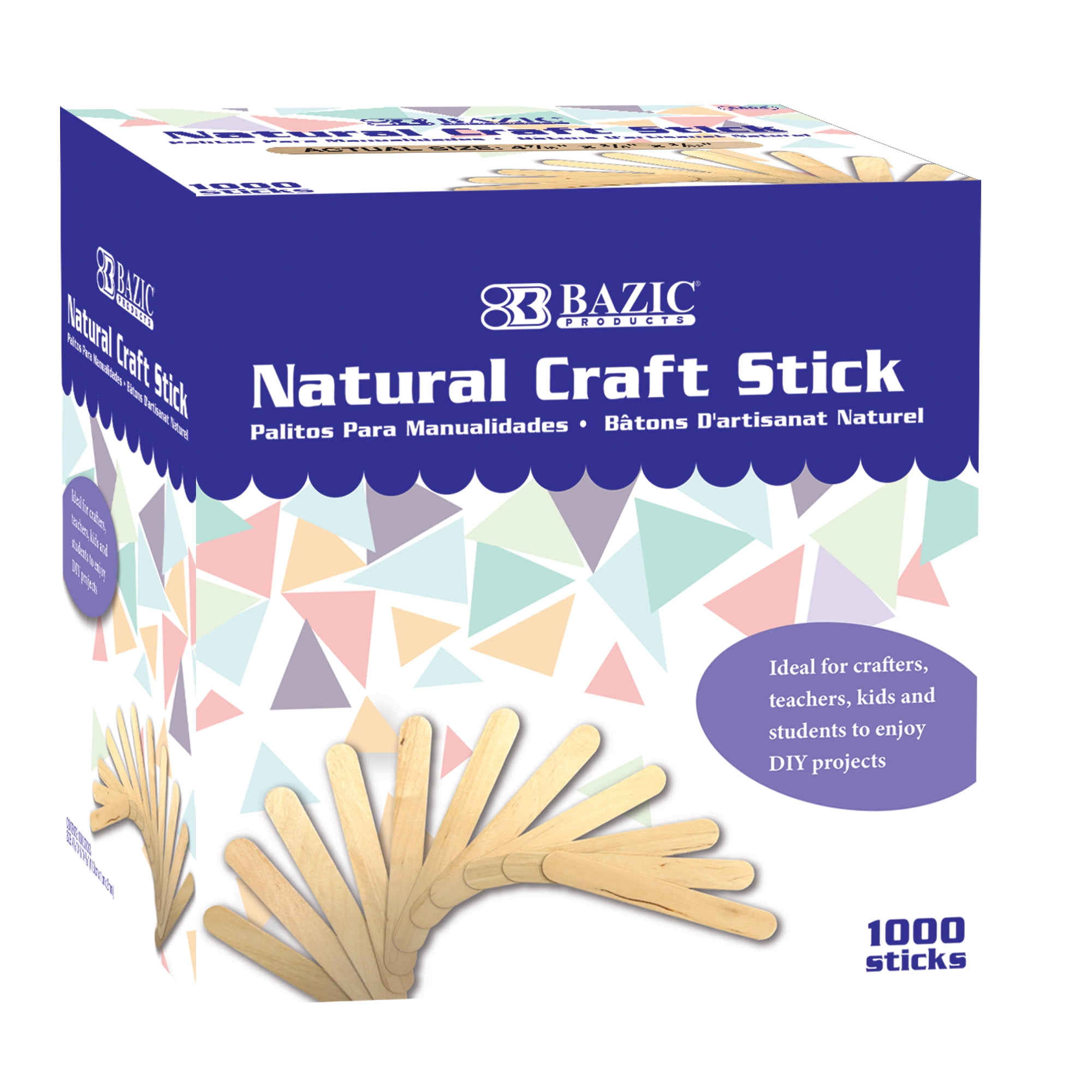100 pcs JUMBO WOODEN POPSICLE STICKS 5.9x0.73 Wood Craft Stick School Art