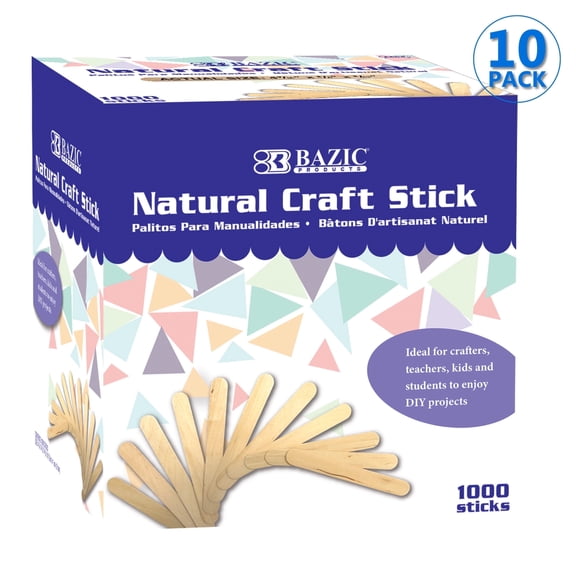 BAZIC Craft Sticks Natural Wood, Non Toxic Stick, 10000-Count