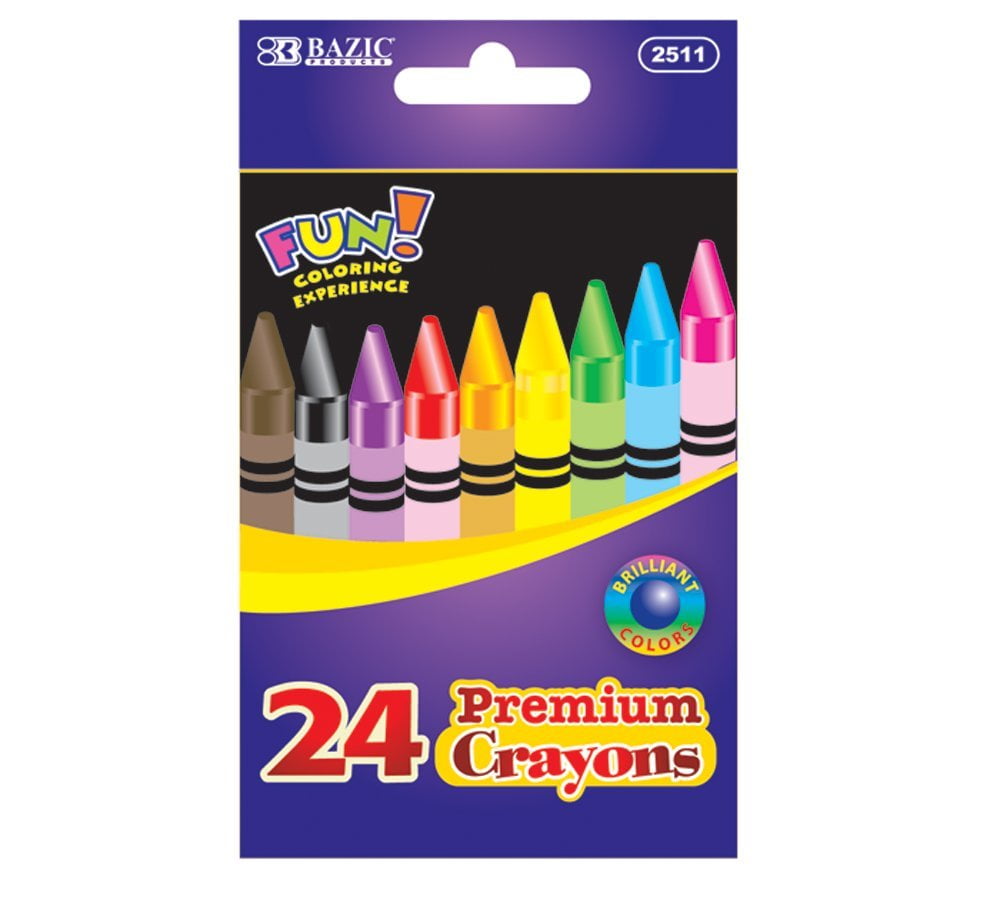 BAZIC Crayons 24 Color, Non Toxic Drawing Crayon (24/Pack), 1-Pack ...