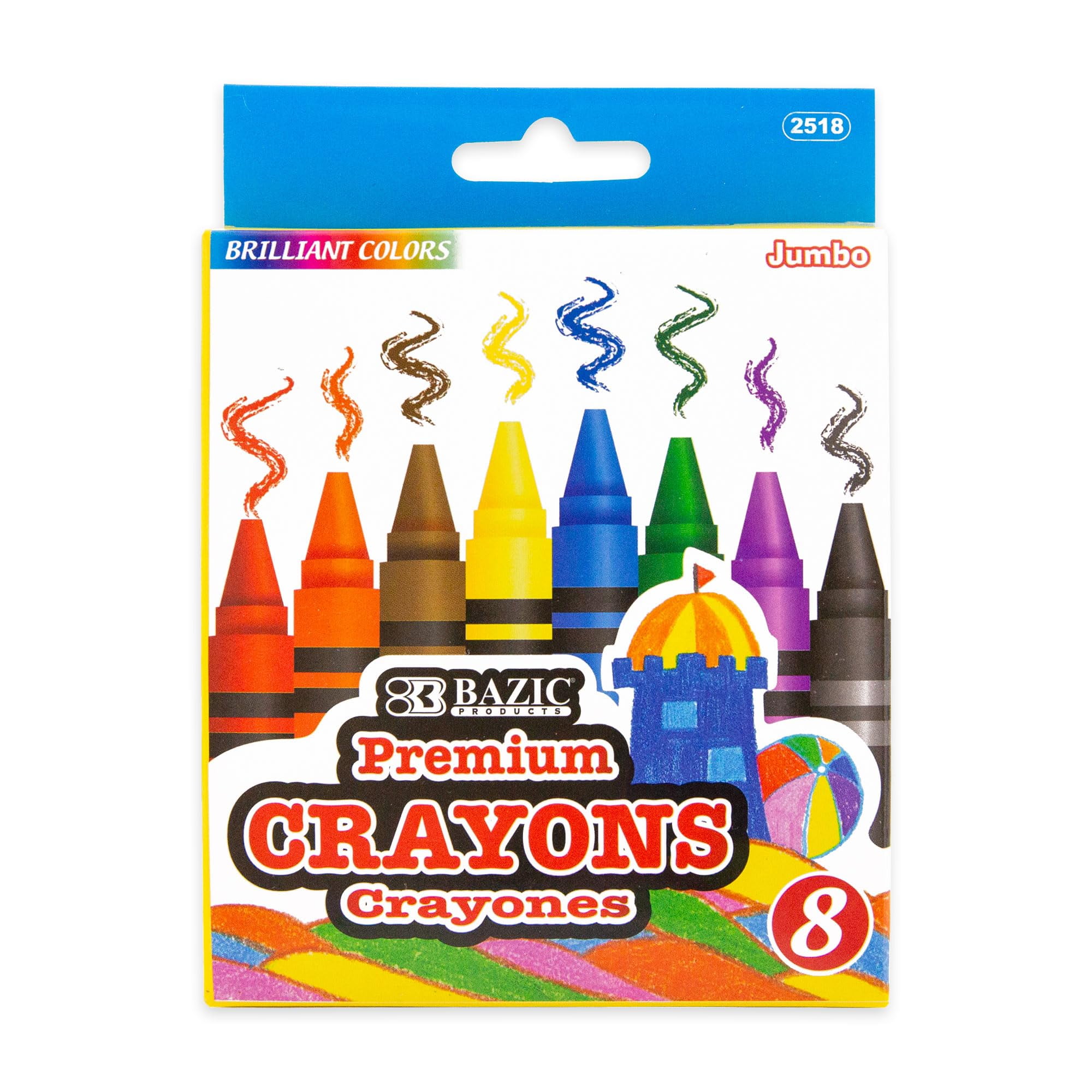 BAZIC 8 Color Premium Jumbo Crayons [2518] - Walmart.com