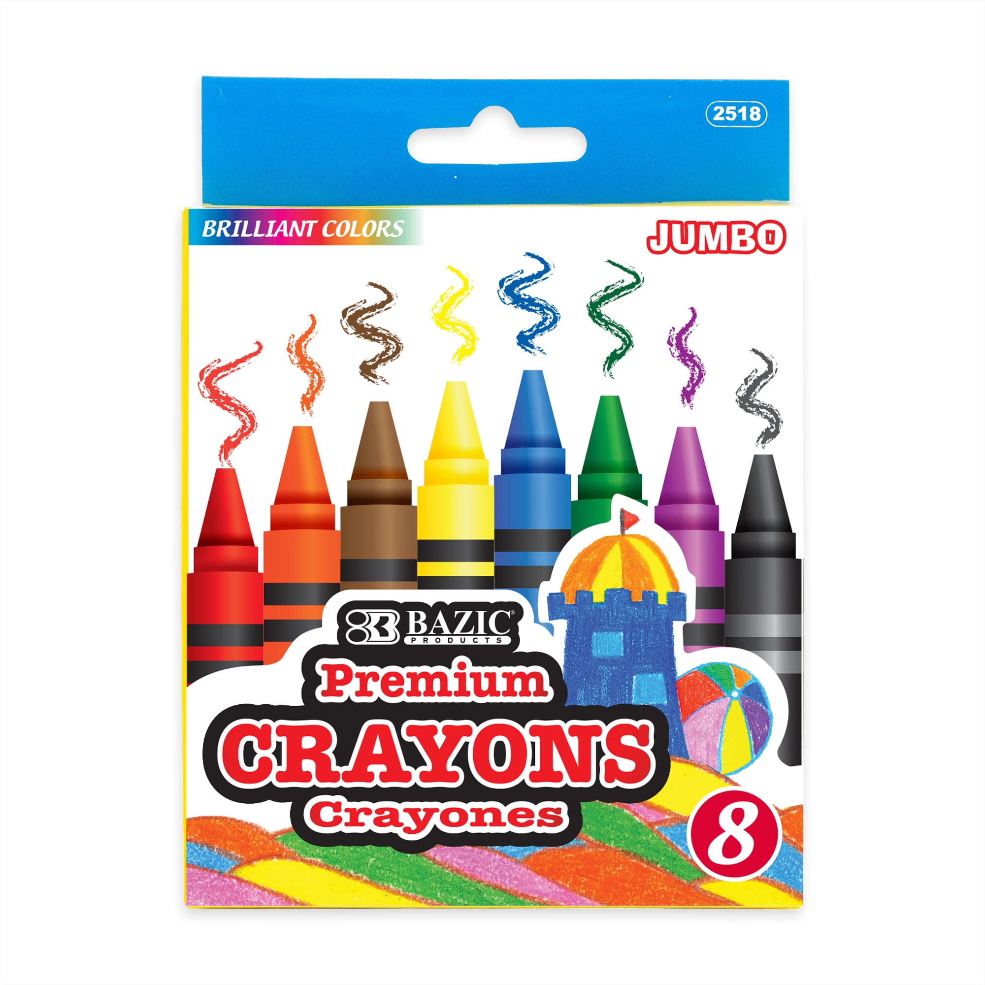 BAZIC Crayons Jumbo 8 Color, Non Toxic Drawing Crayon (8/Pack), 24-Packs