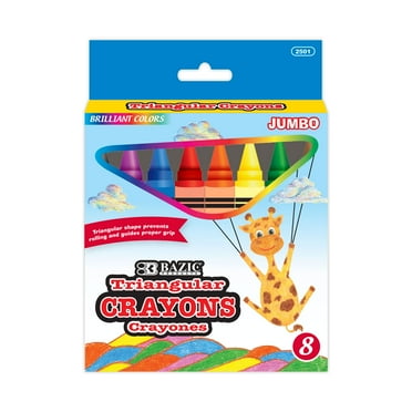 BAZIC Crayons Jumbo Triangle 8 Color, Non Toxic Drawing Crayon, 1-Pack