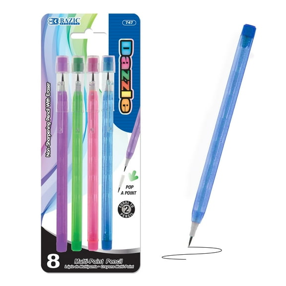 BAZIC Dazzle Multi-Point Pencils, No-Sharpen, #2 Lead, 8 Count