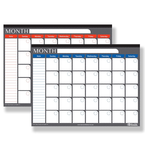 BAZIC Desk Pad Calendar Undated 12-Months 17" X 22" Customize Planner, 24-Pack