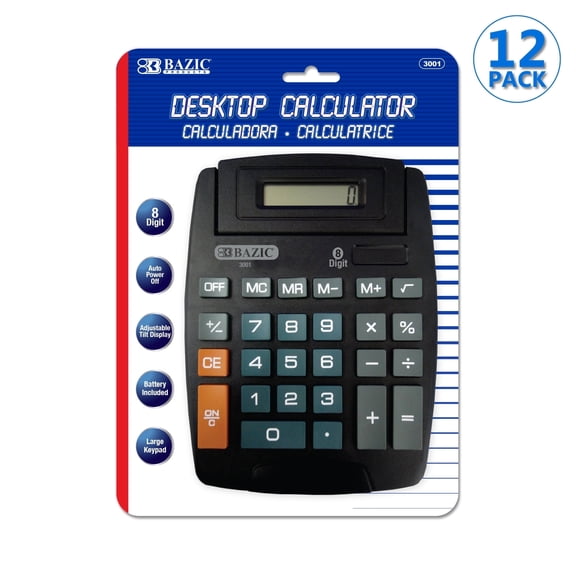BAZIC 8-Digit Large Desktop Calculator, Tilt Display