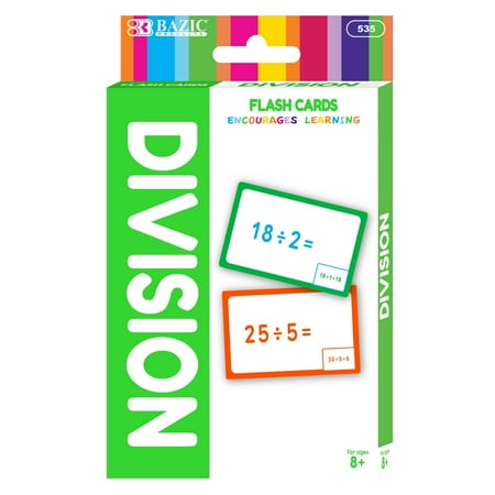 BAZIC Division Flash Cards, Numbers EMath Flashcards (36/Pack), 1-Pack