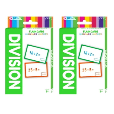 BAZIC Division Flash Cards, Numbers Elementary Math Flashcards Game (36/Pack), 2-Packs