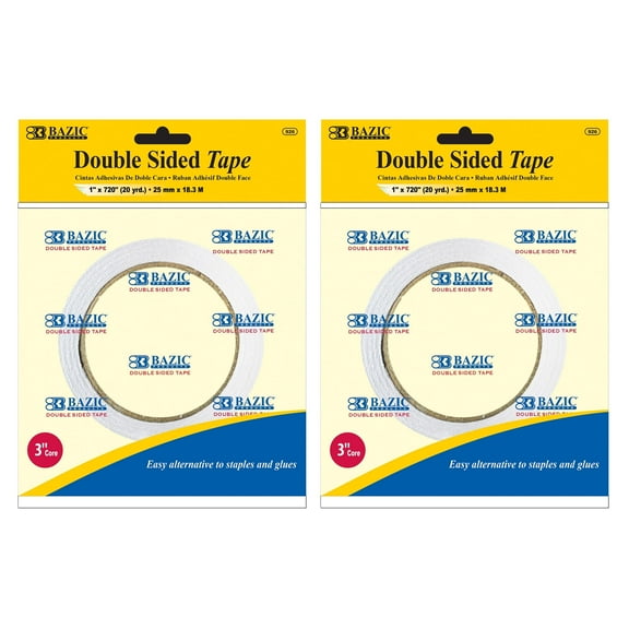 BAZIC Double Sided Tape, 1 In x 20 Yd