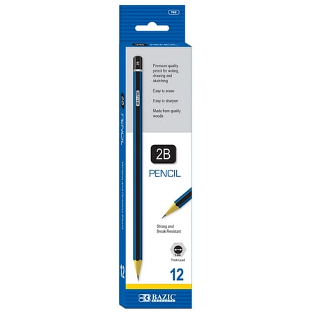BAZIC Drawing Sketching Pencil Set, #2B, for Pro Artists (12/Pack), 1-Pack