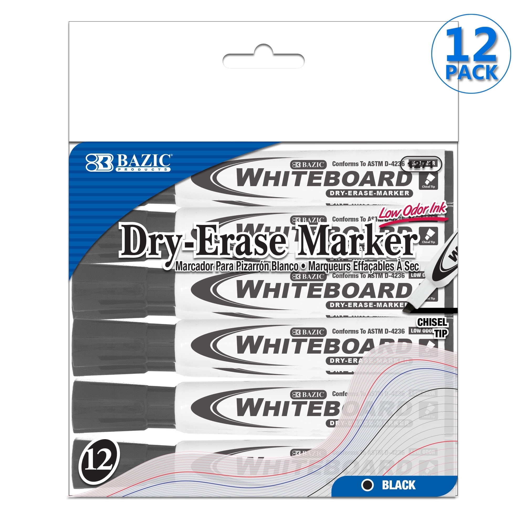 Bazic Products 303001-144 Chisel Tip Dry-Erase Markers, Black