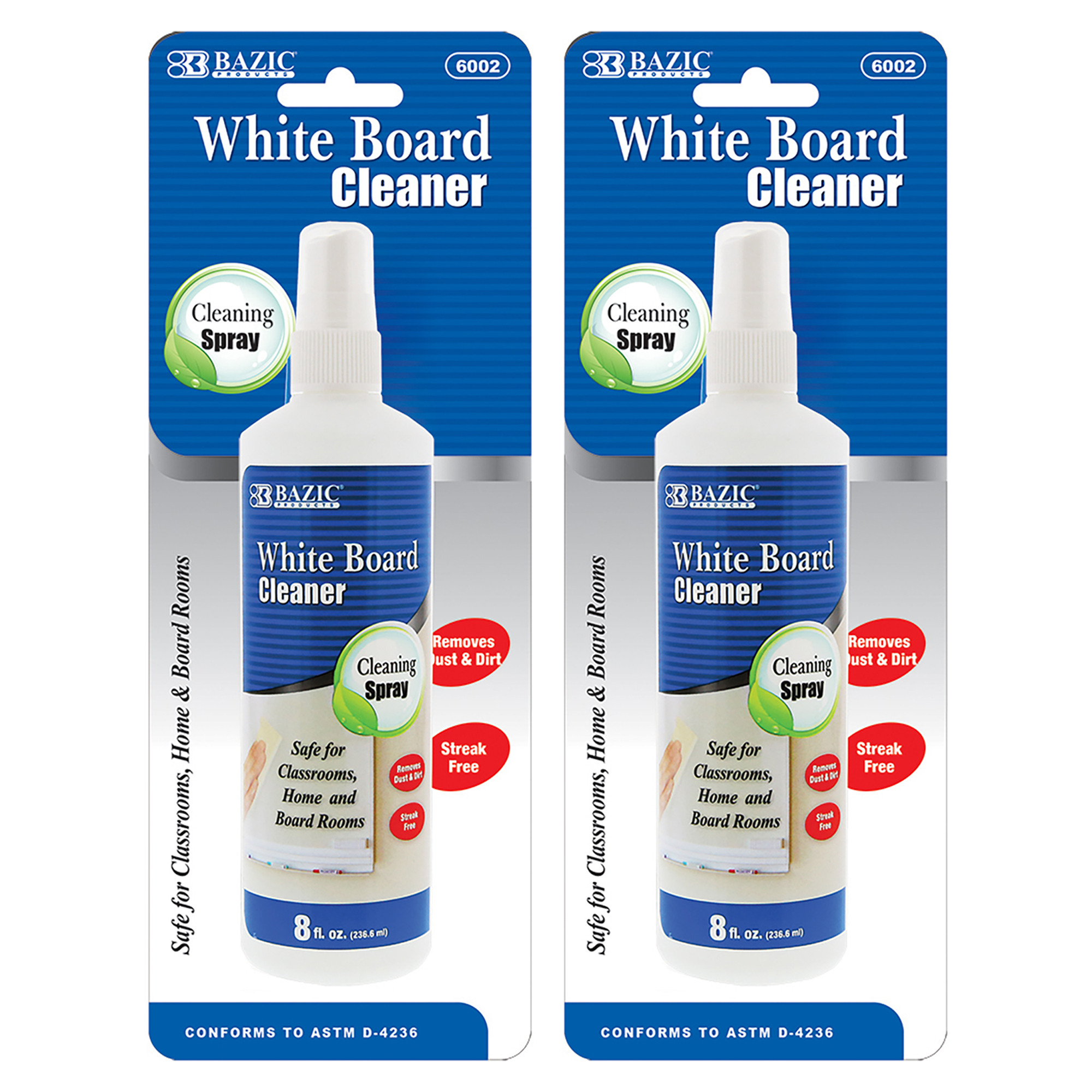 BAZIC Dry Erase Spray, LowOdor Whiteboard Cleaner 4 oz, 2Packs