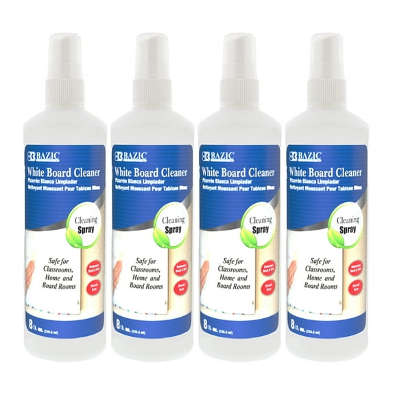 BAZIC Dry Erase Spray, Low-Odor Whiteboard Cleaner 8 oz, 4-Pack