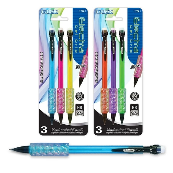 BAZIC Electra Mechanical Pencil 0.7mm, Soft Grip, (4/Pack), 24-Pack