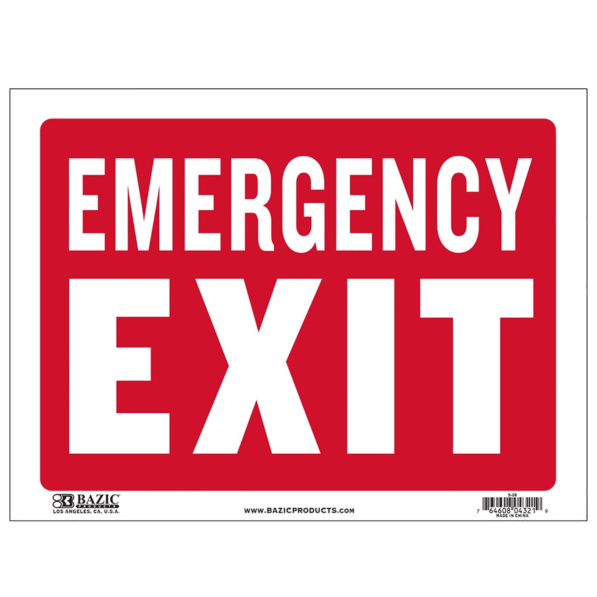 BAZIC Emergency Exit Sign 9"X12", Waterproof Indoor Signage, 24-Pack