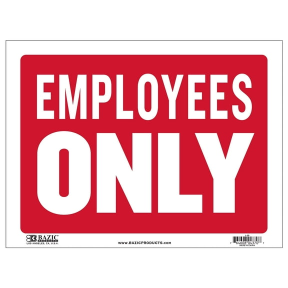 BAZIC Employees Only Sign 12"x16", Plastic Signs Signage, 24-Pack