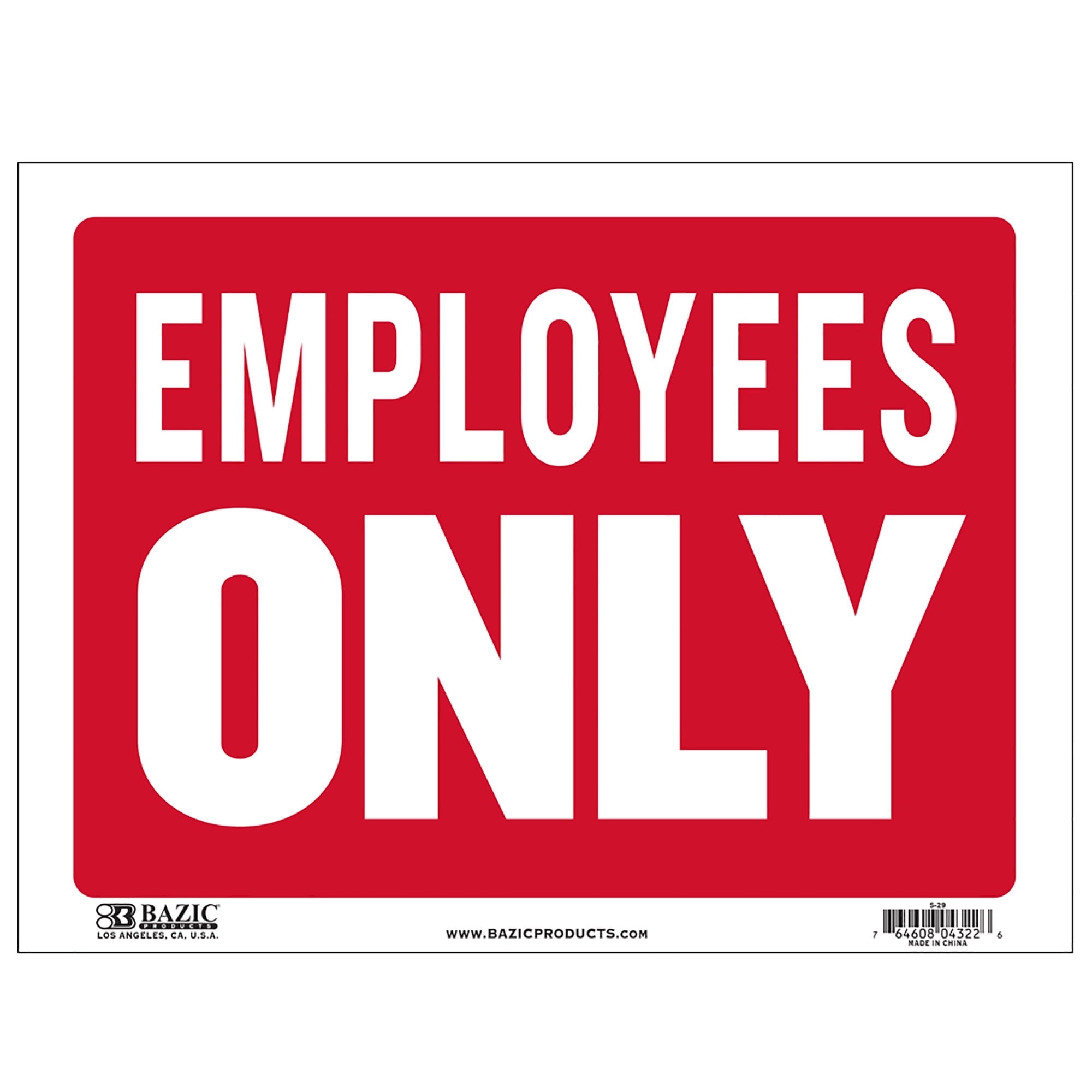 BAZIC Employees Only Sign 9"X12" Private Property Restricted Area, 24-Pack