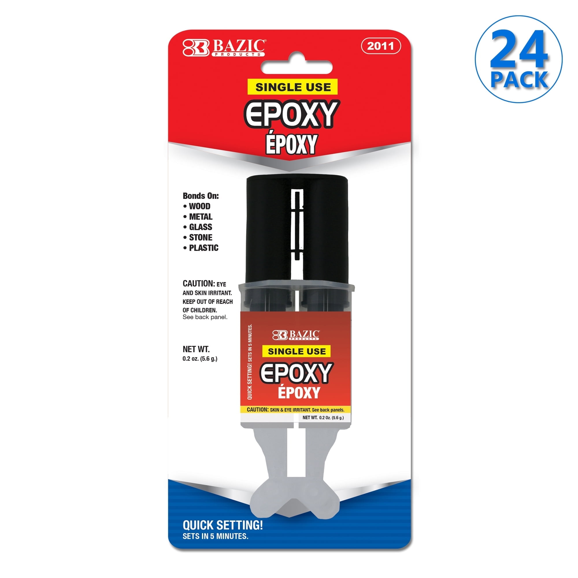 BAZIC Epoxy Glue Syringe Applicator 0.2Oz/5.6g Bond Wood Metal Glass Stone, 24-Pack