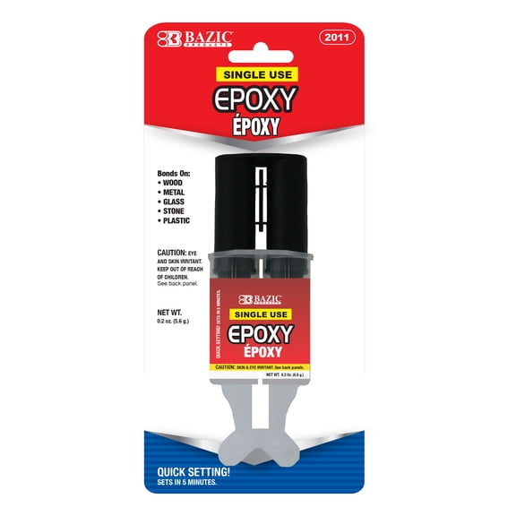 BAZIC Epoxy Glue w/Syringe Applicator 0.2 Oz/5.6g, Quick Setting, 2 Part Clear Glue Bond Adhesive, 144-Packs