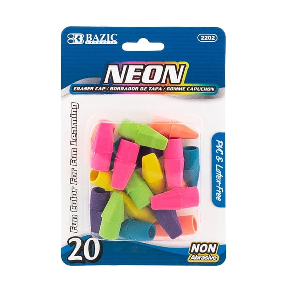 BAZIC Eraser Top, Latex Free Pencil Tops Erasers (20/Pack), 1-Pack