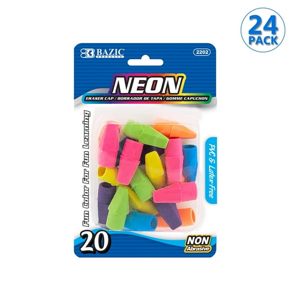 BAZIC Eraser Top, Latex Free Pencil Tops Erasers (20/Pack), 24-Packs
