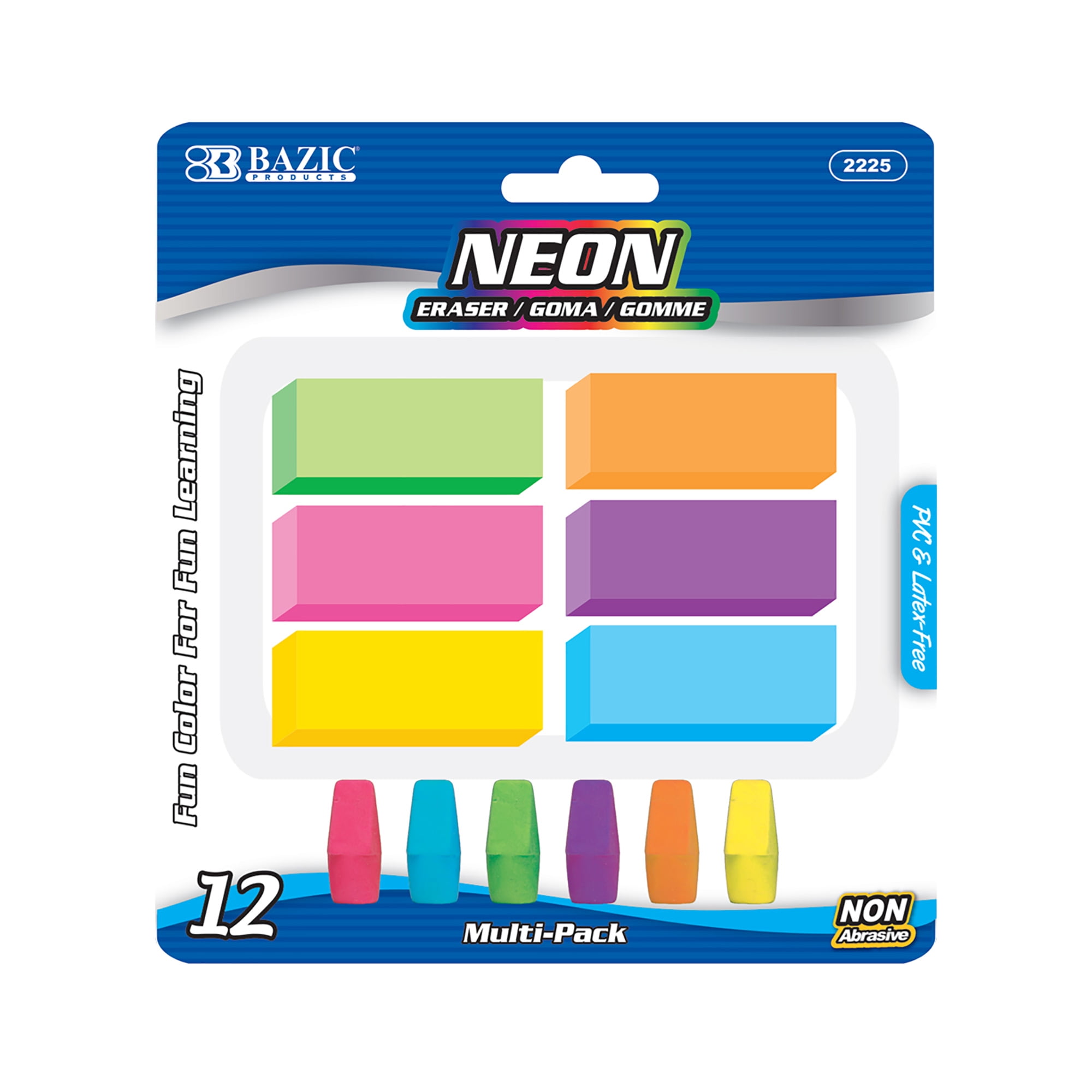 BAZIC Erasers + Pencil Top Erasers Set, Bevel Arrowhead Tops, 12Count