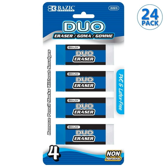 BAZIC Erasers Vinyl Eraser, Latex Free Block Erasers (4/Pack), 24-Packs