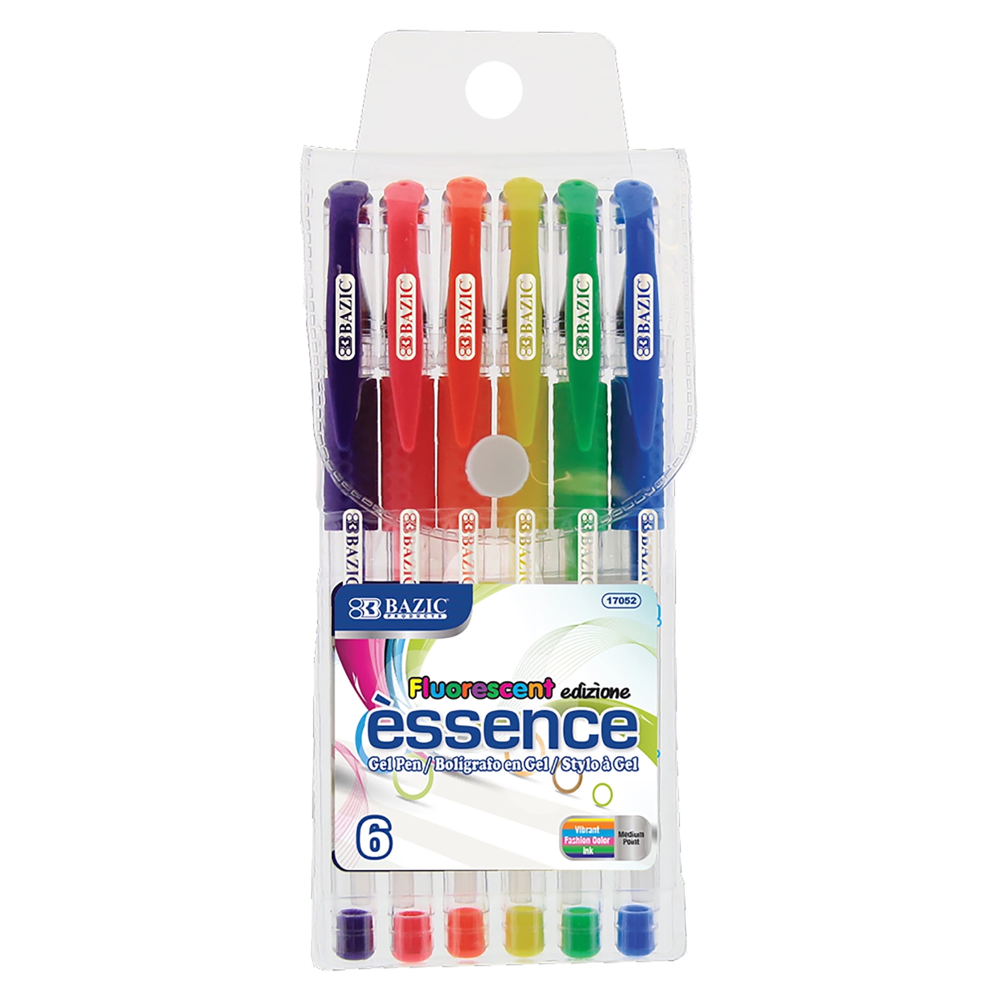 BAZIC Essence Gel Pen 0.8mm Neon Color, Comfort Grip, (6/Pack), 1-Pack