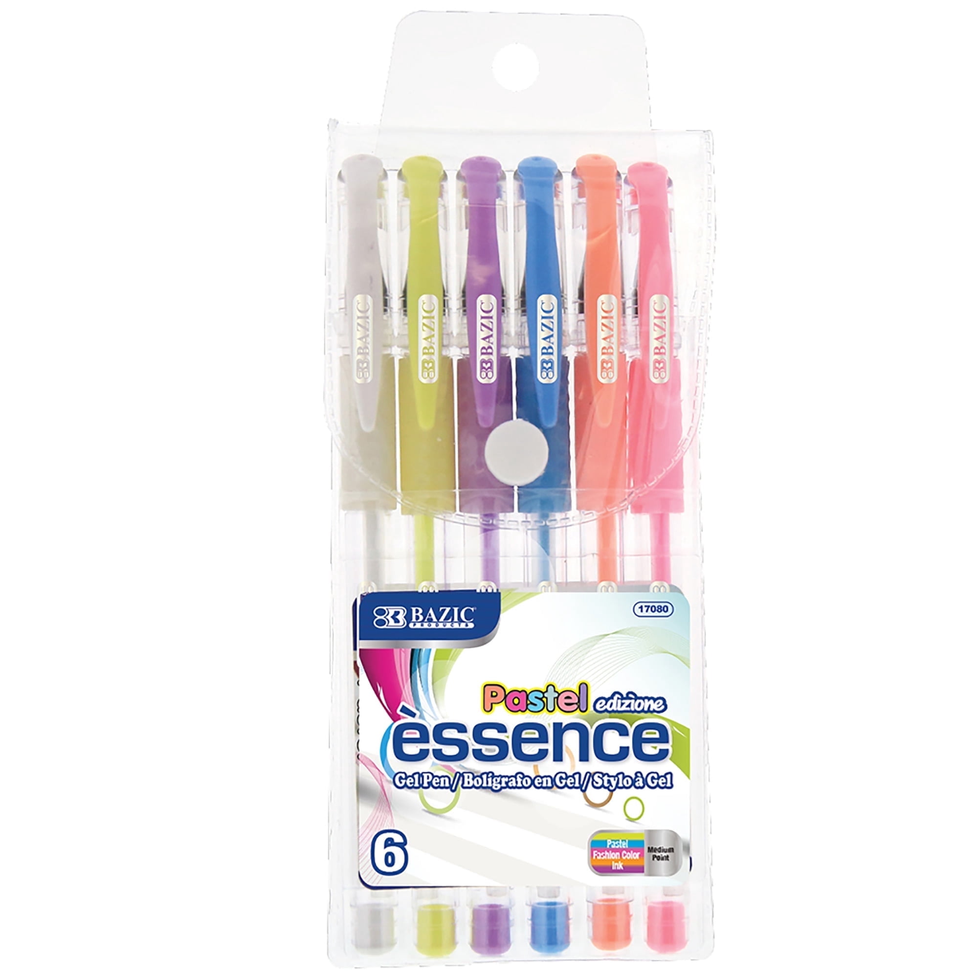 BAZIC Essence Gel Pen 0.8mm Pastel Color, Comfort Grip, (6/Pack), 1-Pack