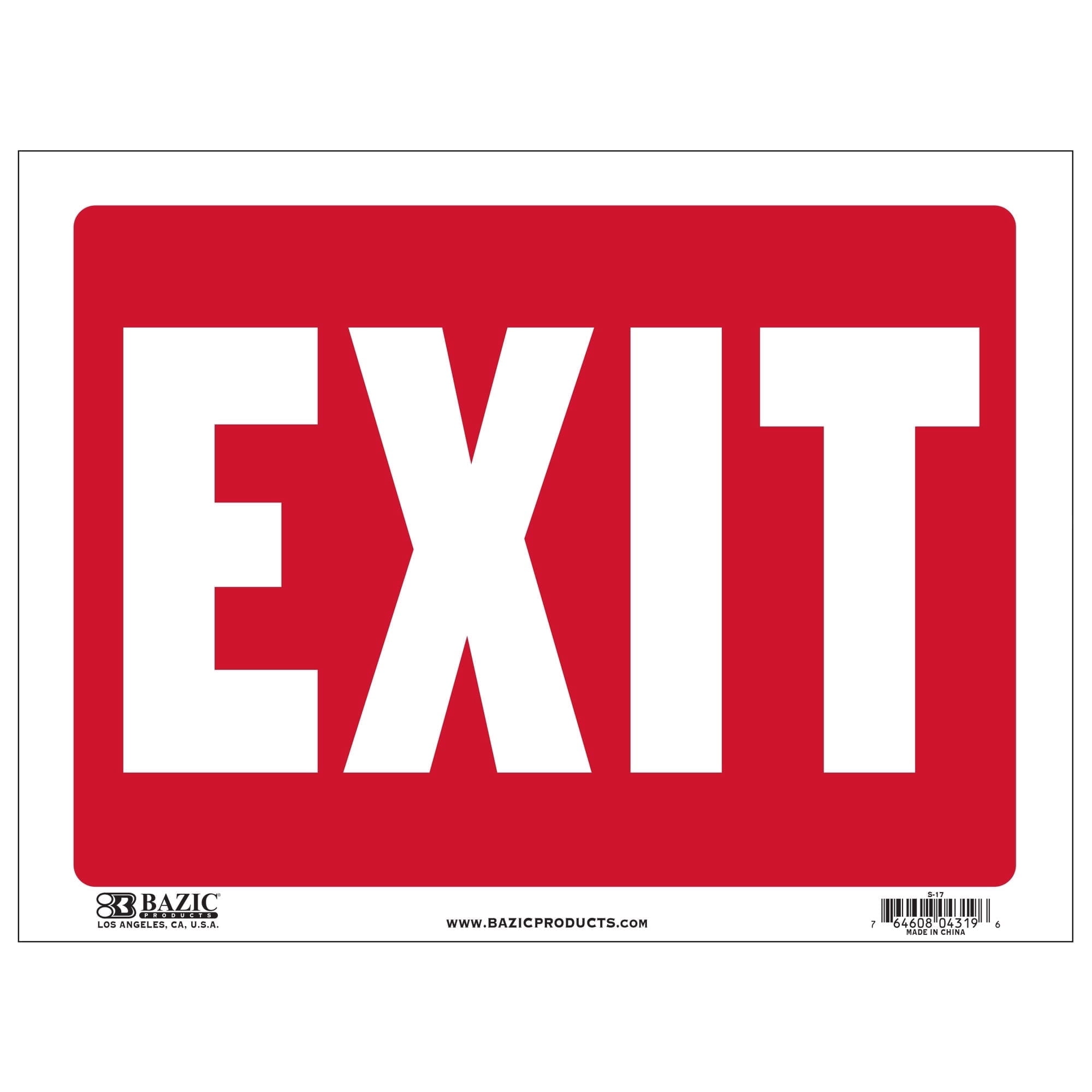 BAZIC Exit Sign 9"X12", Plastic Signs, Waterproof Indoor Signage, 24-Pack