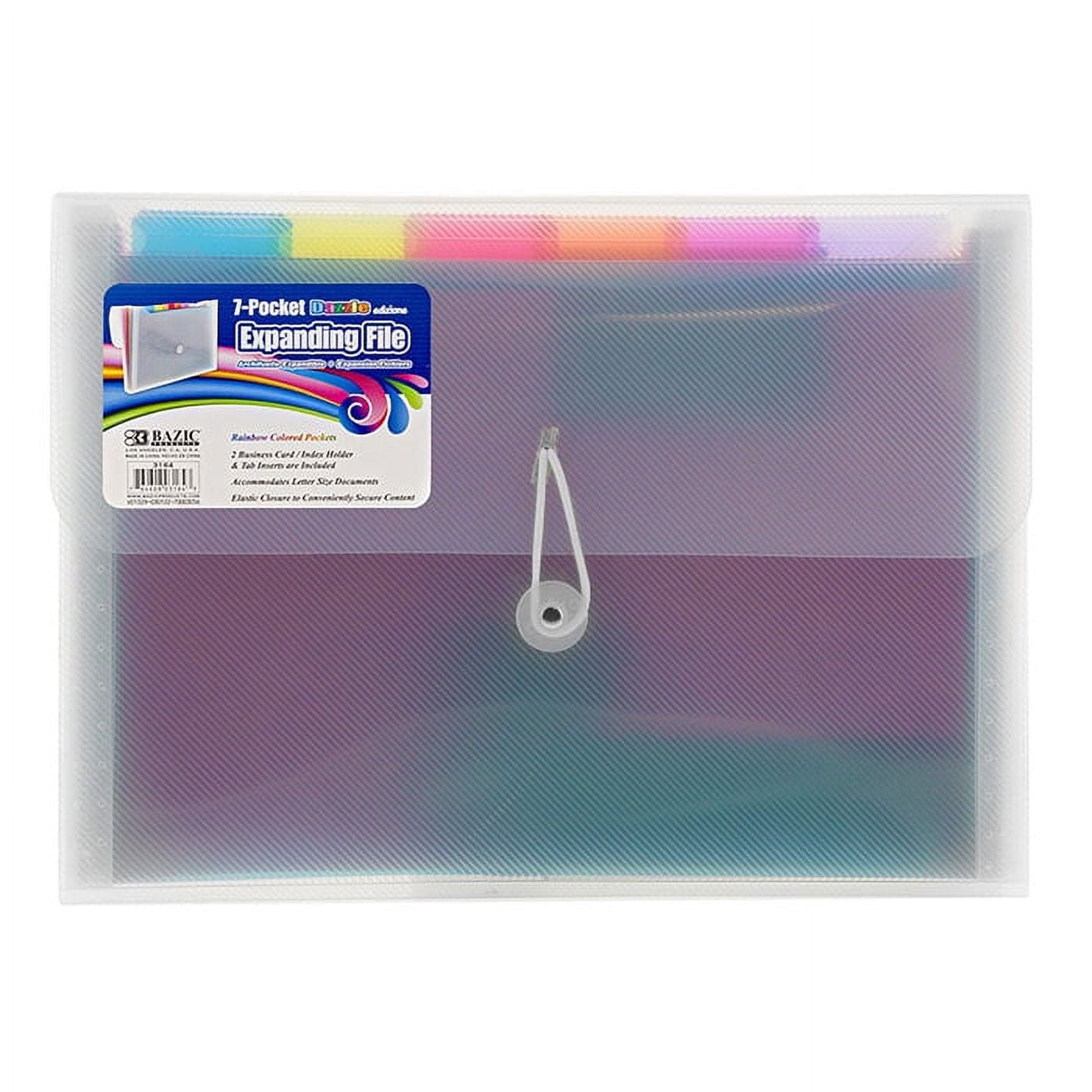 BAZIC 7-Pocket Expanding File Folder, Plastic Docu