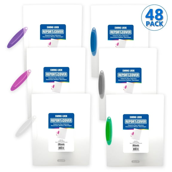 BAZIC FIle Folder Report Cover w/ Swing Lock, Plastic Translucent, 48-Pack
