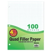 BAZIC Filler Paper Loose Leaf 100 Sheet, 4-1" Quad Ruled, 1-Pack