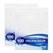 BAZIC Filler Paper Loose Leaf 100 Sheet, College Ruled 3 Hole Punched, 2-Packs