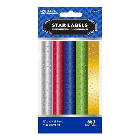 BAZIC Foil Star Label Custom Sticker, Color-Code Labels (432/Pack), 24-Packs
