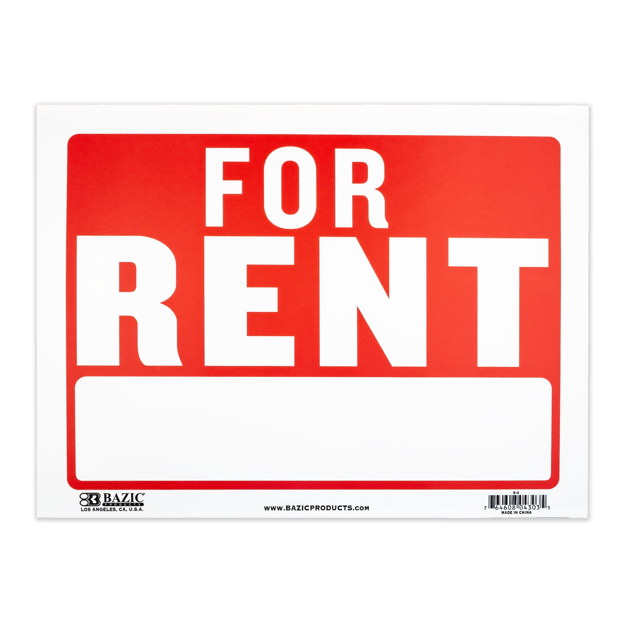 BAZIC For Rent Sign 9"X12", Waterproof Indoor Signage, 24-Pack