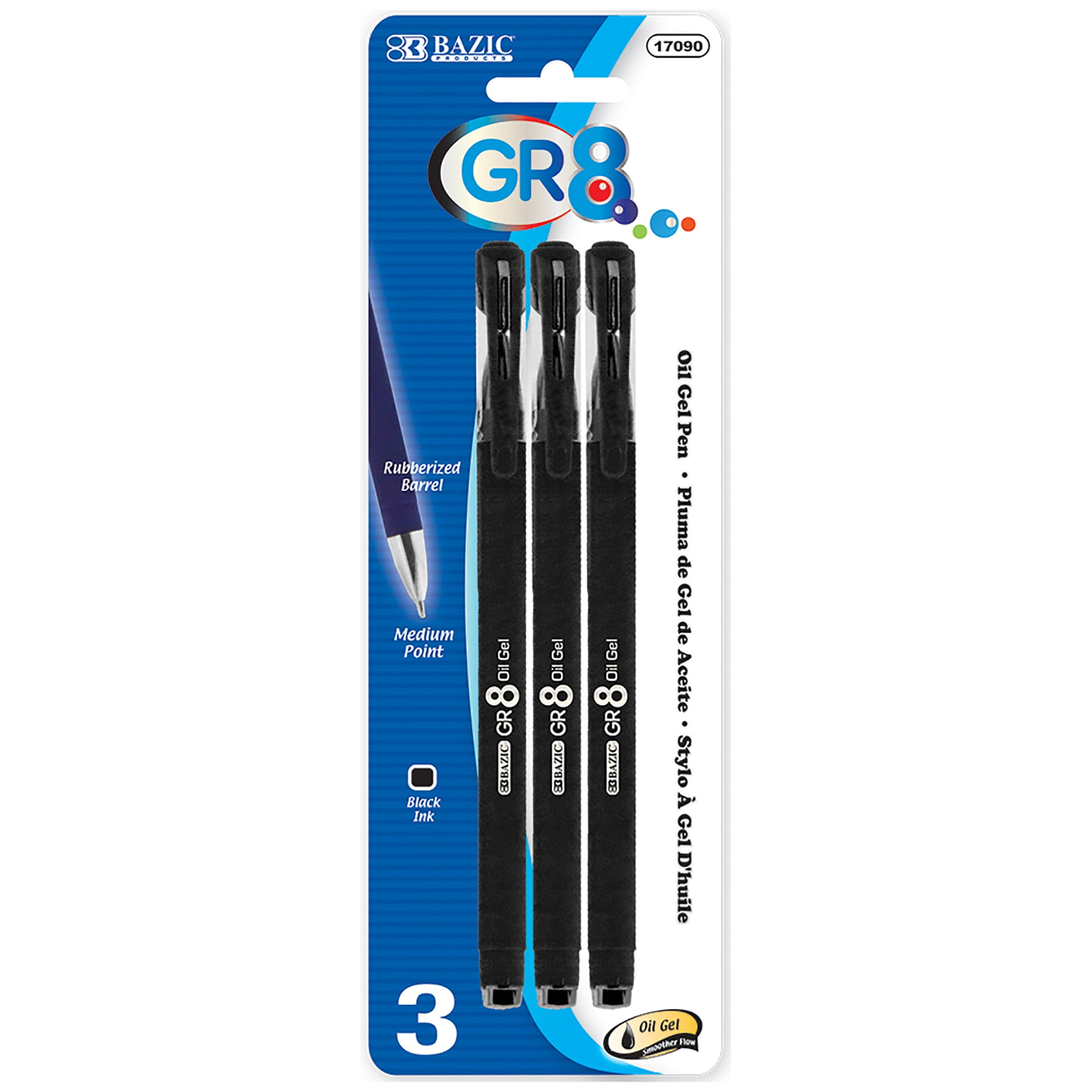 BAZIC Royal Black Rollerball Pen (3/Pack) Bazic Products