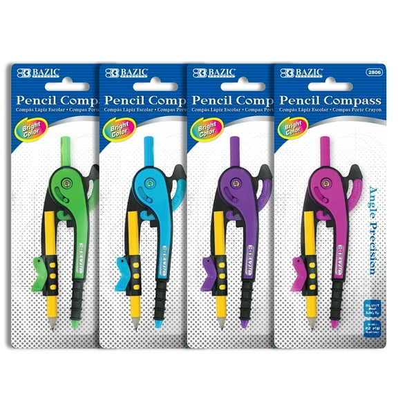 BAZIC Geometry Math Compass Set, Inch Centimeter Drawing Tool, 24-Pack