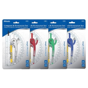 BAZIC Geometry Math Compass Set Scale-Arm, 6" Protractor, 24-Pack