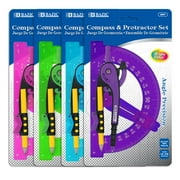 BAZIC Scale-Arm Compass w/ #2 Wood Pencil 6" Protractor Set [2807]