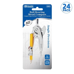 BAZIC Geometry Math Compass Set, Scale-Arm Nickel Plated Drafting Tool, 24-Pack